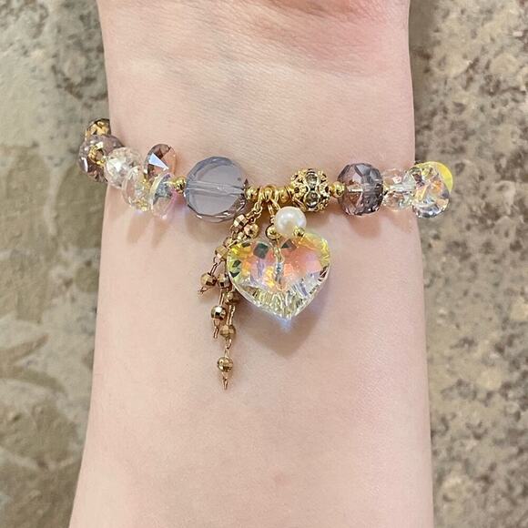 Purple Heart Swarovski Beaded Bracelet - Picture 7 of 10